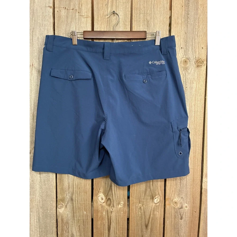 Columbia PFG Terminal Tackle Shorts Mens 38 Blue Fishing Cargo XM0695 8 Inseam